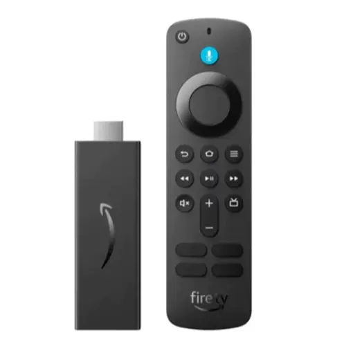 Dispositivo de streaming Amazon Fire TV Stick preto com controle remoto por voz com Alexa ideal para transformar TV comum em smar